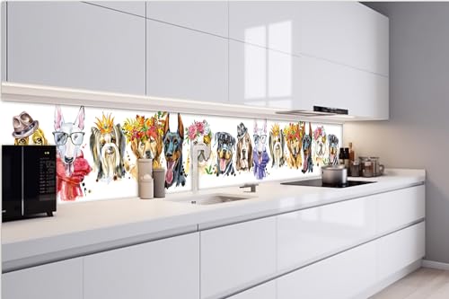 Dimex Küchenrückwand Folie Selbstklebend PORTRÄTS VON Hunden 420 x 60 cm | Klebefolie - Dekofolie - Spritzschutz für Küche | Made in EU von Dimex