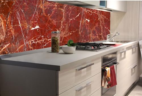 Dimex Küchenrückwand Folie Selbstklebend ROTE MARMOR-Onyx-TEXTUR 180 x 60 cm | Klebefolie - Dekofolie - Spritzschutz für Küche | Made in EU von Dimex