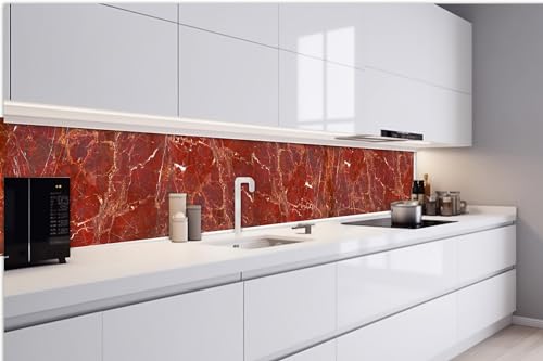 Dimex Küchenrückwand Folie Selbstklebend ROTE MARMOR-Onyx-TEXTUR 420 x 60 cm | Klebefolie - Dekofolie - Spritzschutz für Küche | Made in EU von Dimex