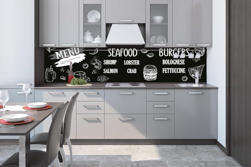 DIMEX Küchenrückwand Folie Selbstklebend Restaurant-CAFÉ-MENÜ 260 x 60 cm | Klebefolie - Dekofolie - Spritzschutz für Küche | Made in EU von DIMEX