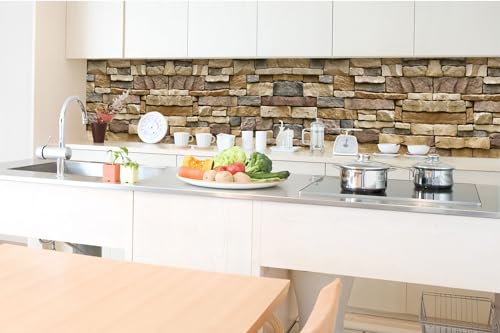 DIMEX Küchenrückwand Folie Selbstklebend STRUKTURIERTE STEINMAUER 350 x 60 cm | Klebefolie - Dekofolie - Spritzschutz für Küche | Made in EU von DIMEX