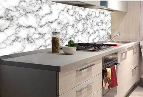 DIMEX Küchenrückwand Folie Selbstklebend Streifenmuster AUS WEIßEM MARMOR 180 x 60 cm | Klebefolie - Dekofolie - Spritzschutz für Küche | Made in EU von DIMEX