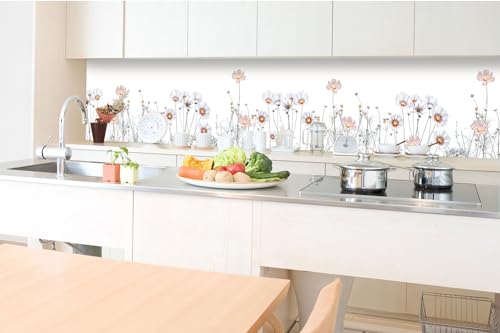 DIMEX Küchenrückwand Folie Selbstklebend WEICHE Blumen 350 x 60 cm | Klebefolie - Dekofolie - Spritzschutz für Küche | Made in EU von DIMEX