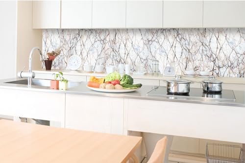 DIMEX Küchenrückwand Folie Selbstklebend WEIßE MARMORSTRUKTUR 350 x 60 cm | Klebefolie - Dekofolie - Spritzschutz für Küche | Made in EU von DIMEX