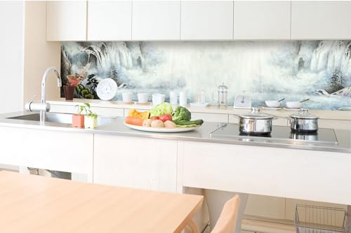 DIMEX Küchenrückwand Folie Selbstklebend Wasserfall UND BÄUME 350 x 60 cm | Klebefolie - Dekofolie - Spritzschutz für Küche | Made in EU von DIMEX