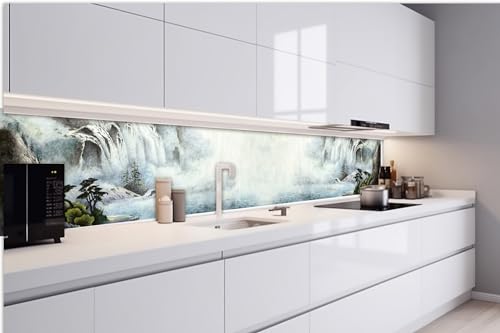 DIMEX Küchenrückwand Folie Selbstklebend Wasserfall UND BÄUME 420 x 60 cm | Klebefolie - Dekofolie - Spritzschutz für Küche | Made in EU von DIMEX