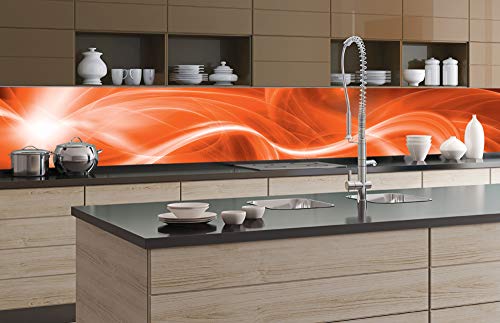 Dimex Küchenrückwand Folie selbstklebend ABSTRAKTE MALEREI IN ORANGE | Klebefolie - Dekofolie - Spritzschutz für Küche | Made in EU - 350 cm x 60 cm von Dimex