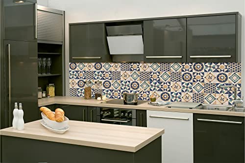 DIMEX Küchenrückwand Folie selbstklebend Abstrakte Fliesen blau | Klebefolie - Dekofolie - Spritzschutz für Küche | Made in EU - 180 cm x 60 cm von DIMEX