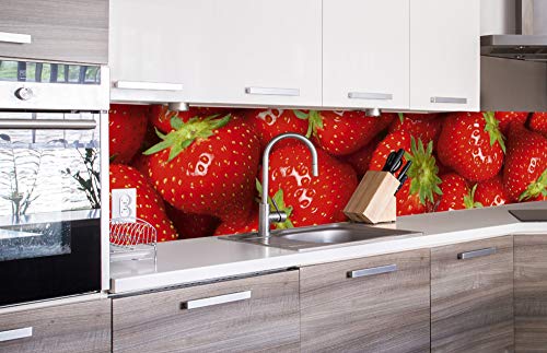 Dimex Küchenrückwand Folie selbstklebend ERDBEEREN | Klebefolie - Dekofolie - Spritzschutz für Küche | Made in EU - 260 cm x 60 cm von Dimex