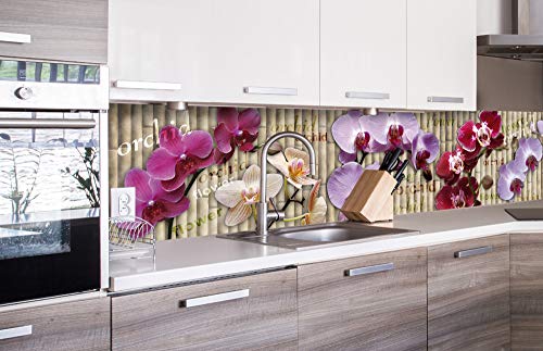 Küchenrückwand Folie selbstklebend Orchidee | Klebefolie - Dekofolie - Spritzschutz für Küche | Made in EU - 260 cm x 60 cm von Dimex