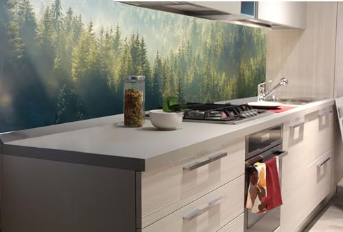Küchenrückwand Folie Selbstklebend Nebel ÜBER DEM Wald 180 x 60 cm | Klebefolie - Dekofolie - Spritzschutz für Küche | Made in EU von DIMEX