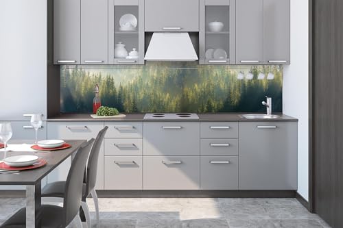 Küchenrückwand Folie Selbstklebend Nebel ÜBER DEM Wald 260 x 60 cm | Klebefolie - Dekofolie - Spritzschutz für Küche | Made in EU von DIMEX