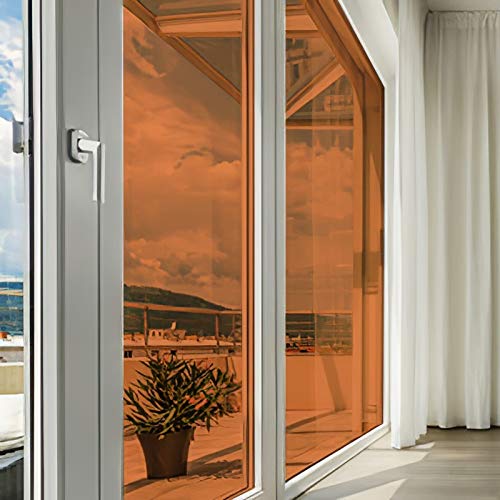 DIMEXACT Selbstklebende Sonnenschutzfolie für Autofenster, farbig, transparent für Fenster, Orange, Breite 1,52 m, Rolle von DIMEXACT