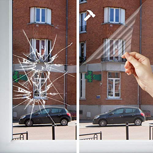 Sicherheitsfolie Einbruch-, Splitter- und Graffitischutz für Fenster, Farblos - 120 My, Breite 0,75 m, Rolle von DIMEXACT