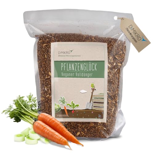 DIMIKRO Bokashi Pflanzenglück Universaldünger 3 kg - 100% veganer Volldünger mit 6 Monaten Langzeitwirkung - fermentiert mit Effektiven Mikroorganismen in Bio-Qualität - unbenklich für Tiere & Bienen von DIMIKRO
