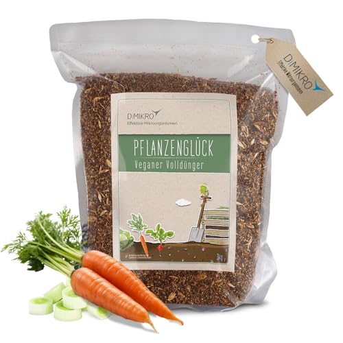 DIMIKRO Bokashi Pflanzenglück Universaldünger 3kg - 100% Veganer Volldünger mit 6 Monaten Langzeitwirkung - Fermentiert mit Effektiven Mikroorganismen in Bio-Qualität - Unbenklich für Tiere & Bienen von DIMIKRO