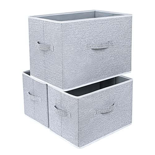 DIMJ 3 Stück Aufbewahrungsboxen Stoff, Faltbare Aufbewahrungskiste mit Griff, Groß Aufbewahrungskorb für Kleiderschrank, Kleidung, Bücher, Spielzeug (43 * 30 * 30cm + 36 * 26 * 25cm) von DIMJ