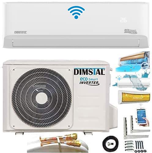 12000 BTU 3,6 kW QuickConnect ULTRA Split Klimaanlage + Heizung ECO Smart WiFi/Super Ioniser/Self-Clean/Follow Me komplett Set leise inkl. 5m Leitungen von DIMSTAL