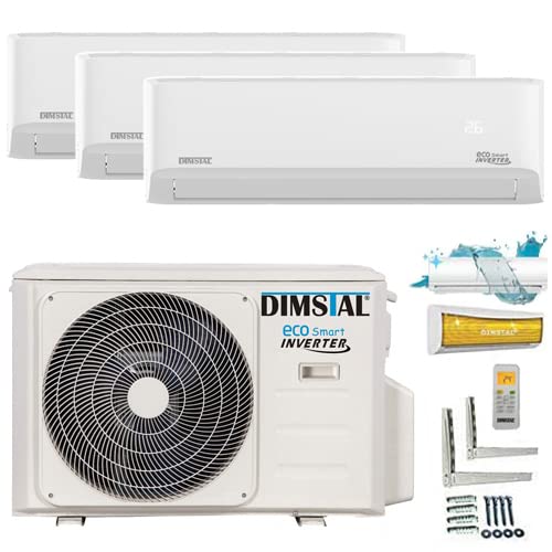 A++/A++/A++ Twin-Rotary Trio Split SelfClean WiFi-Ready Golden-Fin 1x3,5kW + 2x2,6kW MultiSplit Klimaanlage Klimagerät 3 Innengeräte mit Heizung von DIMSTAL