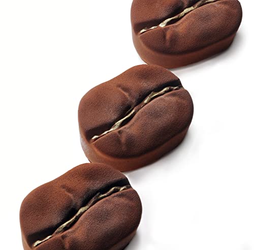 DINARA KASKO Kaffee-Silikonform zum Backen Set: 1 Form für Kuchen, 1 Form zum Befüllen, 1 Ausstecher für Schwamm. Geometrische 3D-Silikonform für Moussekuchen, 4 Stück. Von weltberühmtem Konditorchef von DINARA KASKO