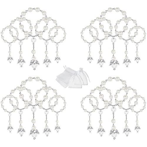DINESA 20 Stück Tauf-Acryl-Rosenkranz-Perlen, Mini-Rosenkränze Engel mit Organza-Beuteln für die Erstkommunion, Taufe, Partygeschenke von DINESA
