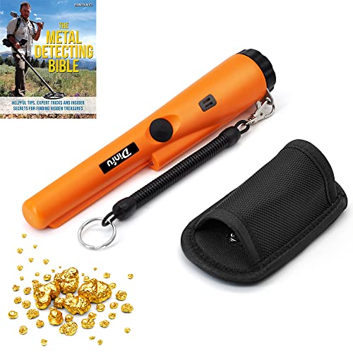 Dinfu Hochempfindlicher Metalldetektor - Pinpointer - Tragbar - Wasserdicht - LED Indicator - Einsteiger (Orange) für Kids und Erwachsene - Schatzsuchen, Strandsuche - Unisex von Dinfu