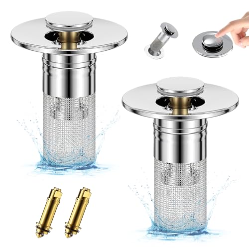 2 STK WaschbeckenstöPsel für 34-40mm Abfluss Ablauf - Abflussstopfen Waschbecken mit Haarsieb, Universal Pop Up Abflusssieb Dusche schnell ablaufend, Abflussstopfen füR Aufsatzwaschbecken 2 STK WaschbeckenstöPsel für 34-40mm Abfluss Ablauf - Abflussstopfen Waschbecken mit Haarsieb, Universal Pop Up Abflusssieb Dusche schnell ablaufend, Abflussstopfen füR Aufsatzwaschbecken von DINGBIU