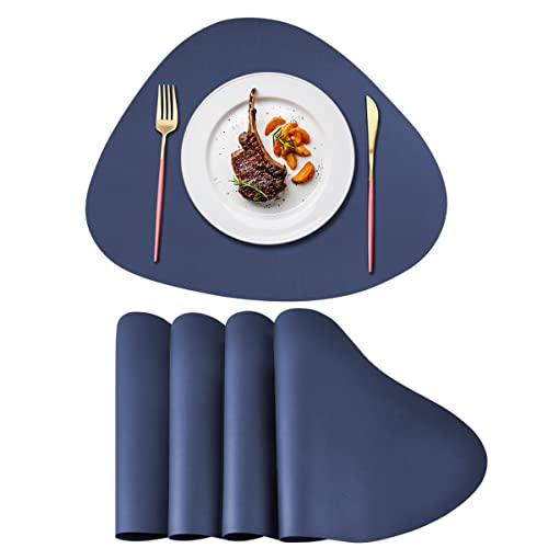 DINGC 4er Platzsets Set Oval Hitzebeständiges Pu-Leder 34x41cm, Spülmaschinenfest Tischsets Abwaschbar Geruchlos, Doppelseitigen Tischmatte Wasserdicht Platzset Ölbeständig rutschf AB-1001 von DINGC