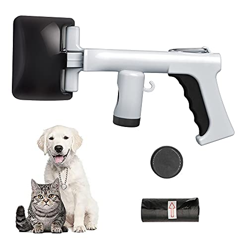 DINGC Tragbare Hundekotgreifer Tragbare 2-in-1 Pooper Scooper, Hundekotschaufel aus Kunststoff mit Rollen Müllsäcke Kotgreifer, Kotschaufel für Hunde und Katzen Geeignet für Rasen im Freien (Schwarz) von DINGC