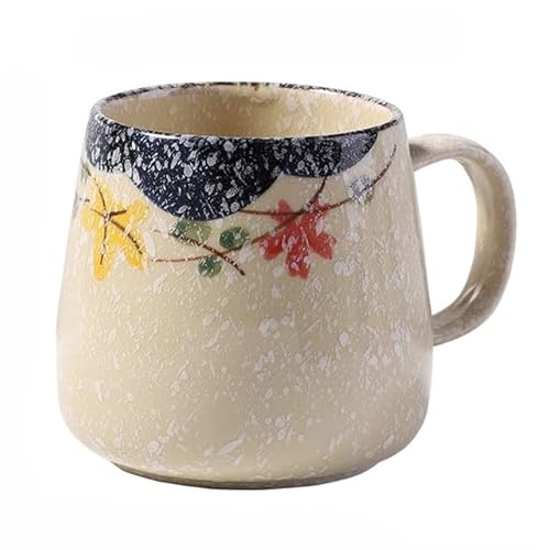 DINGDO Vintage Kaffeetasse Einzigartige japanische Keramiktassen im Retro-Stil, 380 ml Kiln Change Ton Frühstückstasse Kreatives Geschenk für Freunde von DINGDO