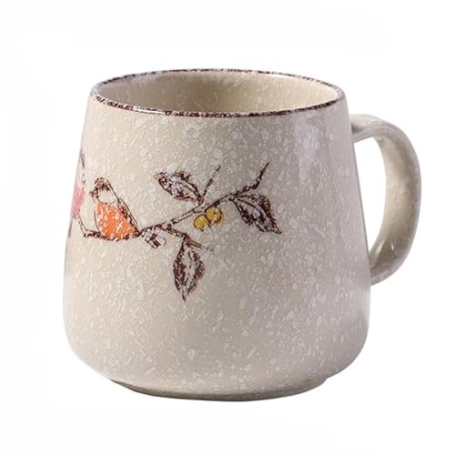 DINGDO Vintage Kaffeetasse Einzigartige japanische Keramiktassen im Retro-Stil, 380 ml Kiln Change Ton Frühstückstasse Kreatives Geschenk für Freunde von DINGDO
