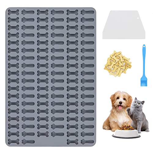 2.5 cm Backmatte Hundekekse, Knochen Silikon Backform Mini, Wiederverwendbare Silikonform, Leckerli Backmatte für Hundeleckerlies, Backunterlage für Hundekekse, mit Backpinsel und Teigschaber von DINGFENG