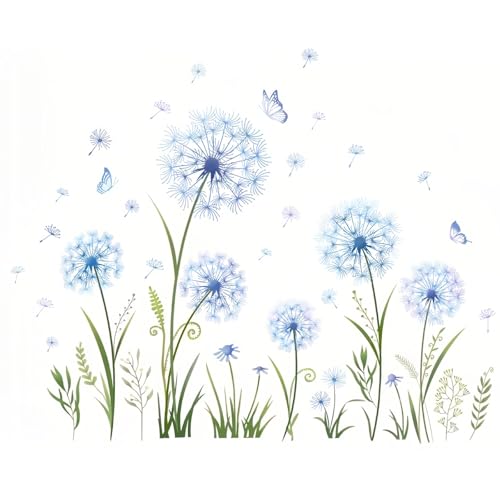 Fensterbilder Sommer, Pusteblume Fensterfolie Blumen Selbstklebend (71x51 cm) Fenstersticker Fensterdekoration Wiederverwendbare Fensteraufkleber Wohnzimmer Schlafzimmer bad Glastüren Fenster Deko von DINGFENG