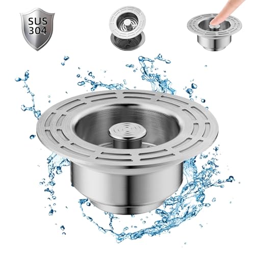 Waschbeckenstöpsel (71-85mm), 3 In 1 Stöpsel für Spülbecken Küche, Edelstahl abflusssieb Küchenspüle mit Siebkorb Spüle Sieb Waschbeckenstöpsel, Anti Clogging Abflussstopfen Stopfen Sink Strainer von DINGFENG