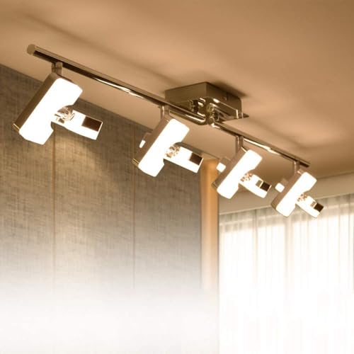 DINGLILIGHTING LED Deckenstrahler 4 Flammig, Modern Lampe Wohnzimmer, Deckenleuchte Wohnzimmer Weiß, 4 x 5W Schwenkbar 3000K 1600 Lumen für Schlafzimmer Kinderzimmer Büro Flur Esszimmer von DINGLILIGHTING