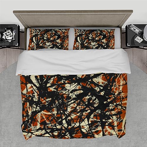 DINGSION Jackson Pollock Style bettwäsche Set 3-teilig Freiform Abstrakte Tinte Spritzer Weiche, atmungsaktive Bettwäsche für Schlafzimmer mit 2 Kissenschämungen 240 x 220 cm von DINGSION