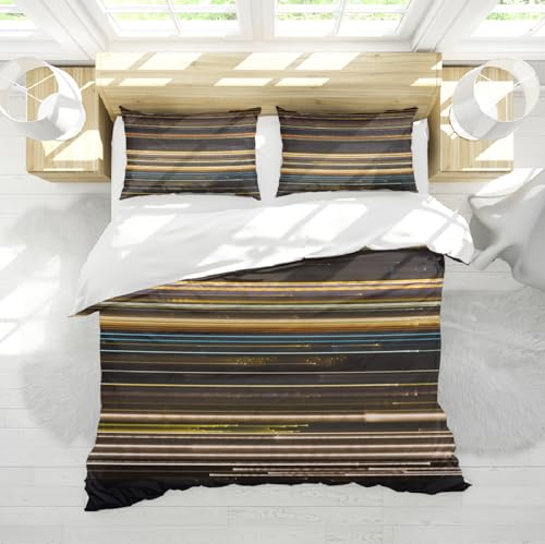 DINGSION Luxus-Bettwäsche-Set im Stil 3-teilig Abstrakte geometrische farbige Linien Mikrofaser-Schlafzimmer-Bettwäsche-Set mit 2 Kissentüchern 4 Krawatten Reißverschluss 260 x 240 cm DINGSION Luxus-Bettwäsche-Set im Stil 3-teilig Abstrakte geometrische farbige Linien Mikrofaser-Schlafzimmer-Bettwäsche-Set mit 2 Kissentüchern 4 Krawatten Reißverschluss 260 x 240 cm von DINGSION