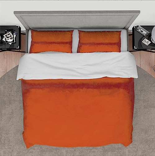 DINGSION Mark Rothko King Size Bettwäsche 3 Stück Burnt Orange Atmungsaktive Bequeme Schlafzimmer-Bettwäsche-Sets mit 2 Kissentüchern 4 Krawatten Reißverschluss 160 x 200 cm von DINGSION