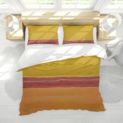 DINGSION Mark Rothko Style Bettwäsche Set 3 Pieces Red and Yellow Earthy Yellow Washed Bedroom Bedding Set with 2 Pillow Shams Zipper 4 Ties 160 x 200 cm DINGSION Mark Rothko Style Bettwäsche Set 3 Pieces Red and Yellow Earthy Yellow Washed Bedroom Bedding Set with 2 Pillow Shams Zipper 4 Ties 160 x 200 cm von DINGSION