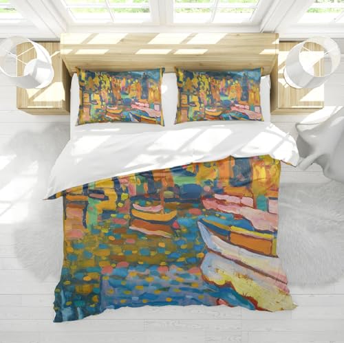 DINGSION Wassily Kandinsky Style Bettwäsche-Set 3-teilig Herbstlandschaft mit Booten Schlafzimmer-Bettwäsche-Set mit 2 Kissen Shams Reißverschluss 4 Bänder 140 x 200 cm DINGSION Wassily Kandinsky Style Bettwäsche-Set 3-teilig Herbstlandschaft mit Booten Schlafzimmer-Bettwäsche-Set mit 2 Kissen Shams Reißverschluss 4 Bänder 140 x 200 cm von DINGSION