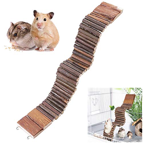 DINGZHAO Hängebrücke aus Holz, für Hamster, Rennmäuse, Mäuse, Tierleiter, Papageien, Vogel, natürliches Holzspielzeug für Streifenhörnchen und andere kleine Tiere von DINGZHAO