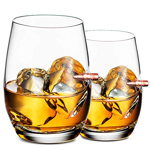 DINGZHAO Whisky Gläser 2er set - Whiskey Glas mit Geschoß, Old Fashioned Whiskey Gläser für Schottisch, Bourbon, Cocktails, Rum, haltbare Whiskeygläser für Partys, Camping (560ml/19.7oz) von DINGZHAO