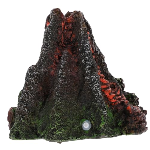 DINHEAROM 1 Stück Pneumatische Vulkanornamente Belüftung Fälschung Vulkan Fischbecken Aquarium Vulkan LED Bob Tank Aquarium-Unterwasserharz-Basteldekor Vulkandekoration von DINHEAROM