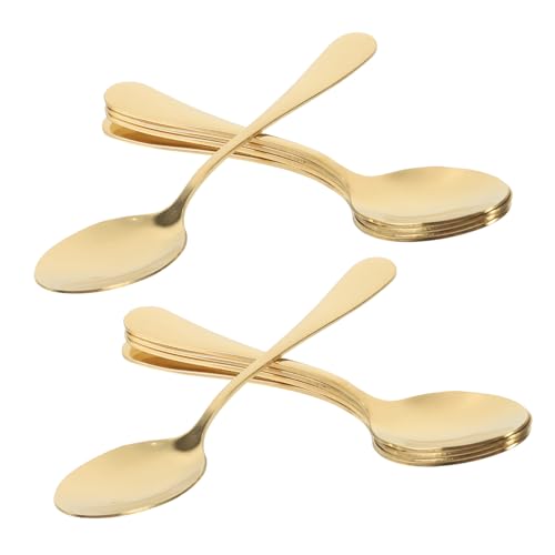 DINHEAROM 12 Stück Teiliges Goldbesteck Set aus Spülmaschinenfeste Dessert Teelöffel mit Glänzender Oberfläche für Zuhause Restaurant Vielseitig Einsetzbar von DINHEAROM