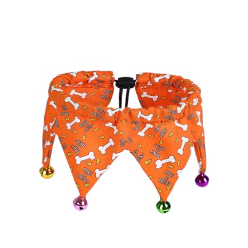 DINHEAROM 2 Stück Halloween Haustier Halsband mit Glocken Verstellbare Pet Neck Chain für Hunde und Welpen Atmungsaktives Polyester und Bequem Passend für Halsumfang von DINHEAROM