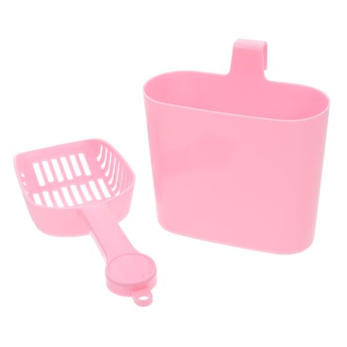DINHEAROM 2 Stück Katzenstreu-Schaufel-Set Abfallschaufel Mit Halterung Poop Scooper Katzenstreu Katzenstreuschaufel Mit Halter Streuschaufel Halter Katzenstreusieb Abs Rosa von DINHEAROM