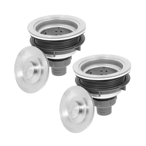 DINHEAROM 2stücke Abflusskorb Für Spüle Aus Edelstahl Abflussstopfen Für Waschbecken Sieb Zum Auffangen Von Haaren Und Lebensmitteln Passend Für Küchenspülen Und Waschtische von DINHEAROM