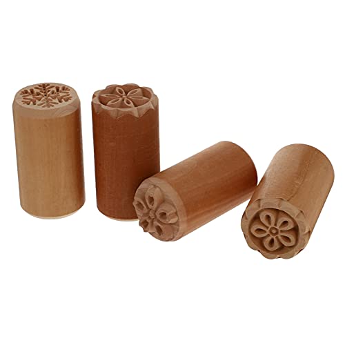 DINHEAROM 4Stücke Holz Kuchenstempel Kreative Backformen für Mondkuchen Kekse und Desserts für Dim Sum und Brötchen Geschenkidee für Freunde und Familie von DINHEAROM