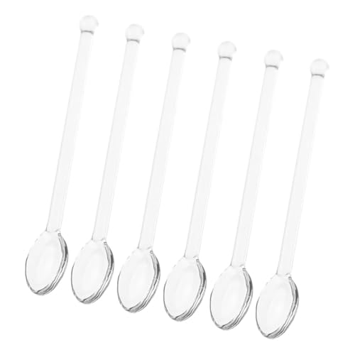 DINHEAROM 6stücke Klarglaslöffel Hitzebeständige Rührlöffel Für Tee Und Kaffee Transparente Cocktail Und Dessertlöffel Für Zuhause Partys Und Besondere Anlässe von DINHEAROM