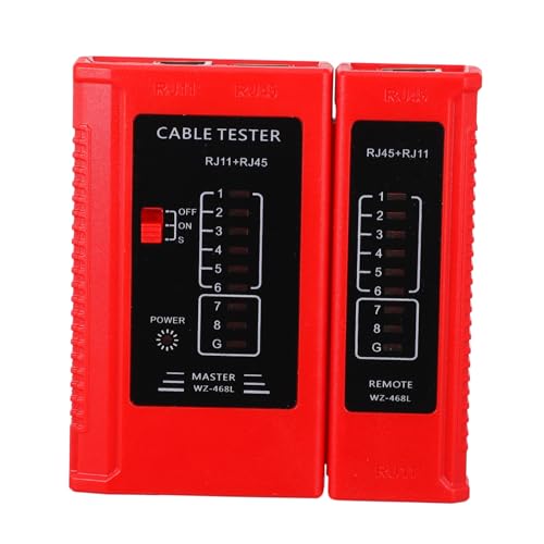 DINHEAROM Kabel Tester Kabelprüfer für PC Utp Stp mit LED Anzeige Automatischer Test für Durchgang und Fehlerdiagnose Tragbar und Langlebig von DINHEAROM